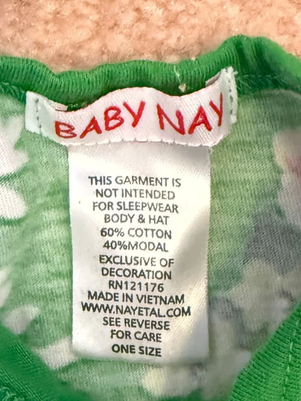 Baby Nay Newborn Gown and Cap Elastic Bottom Hand covers Green Floral